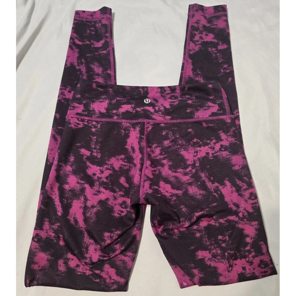 Lululemon Wunder Under Crop II Purple/Black Tie Dye Mid-rise Leggings Size 4